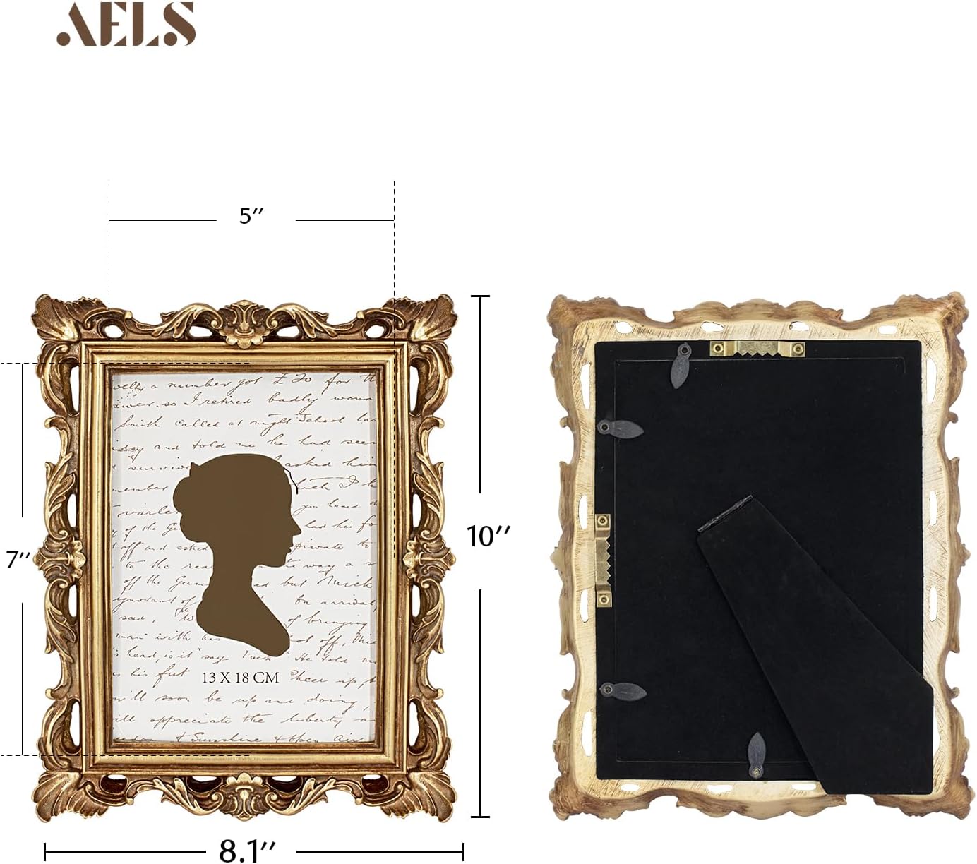 AELS 4x6 Inch Vintage Picture Frame, Elegant Antique Photo Frames with Glass Front, Photo Display, Tabletop Wall Hanging, Gift Ideas