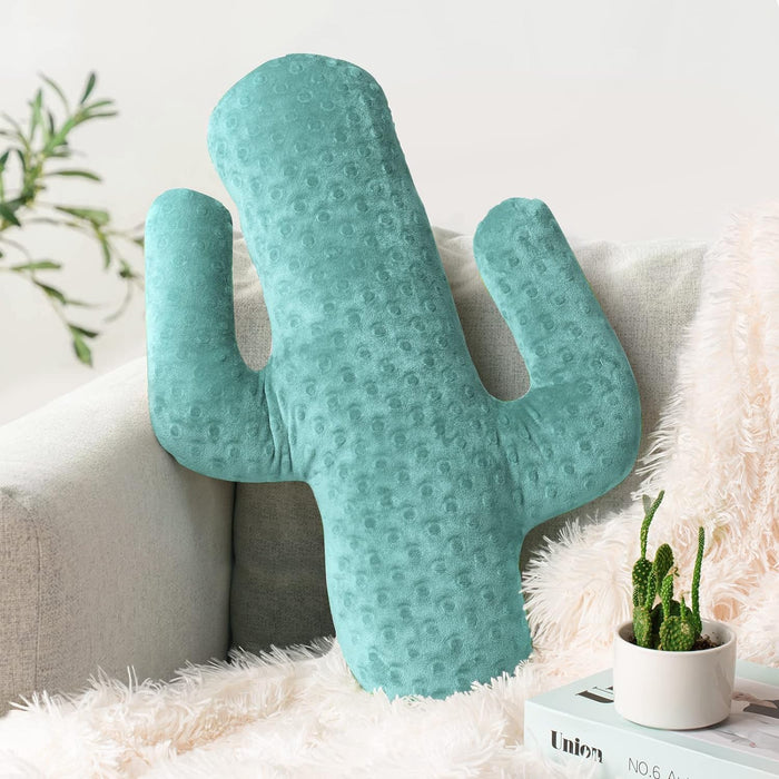 AELS 22 Inches Cactus Decorative Throw Pillow, Cute Succulent Throw Pillow, 3D Office Nap Pillow, Cactus Plush Pillow for Nursery Bedroom Room Decor, Blue Green