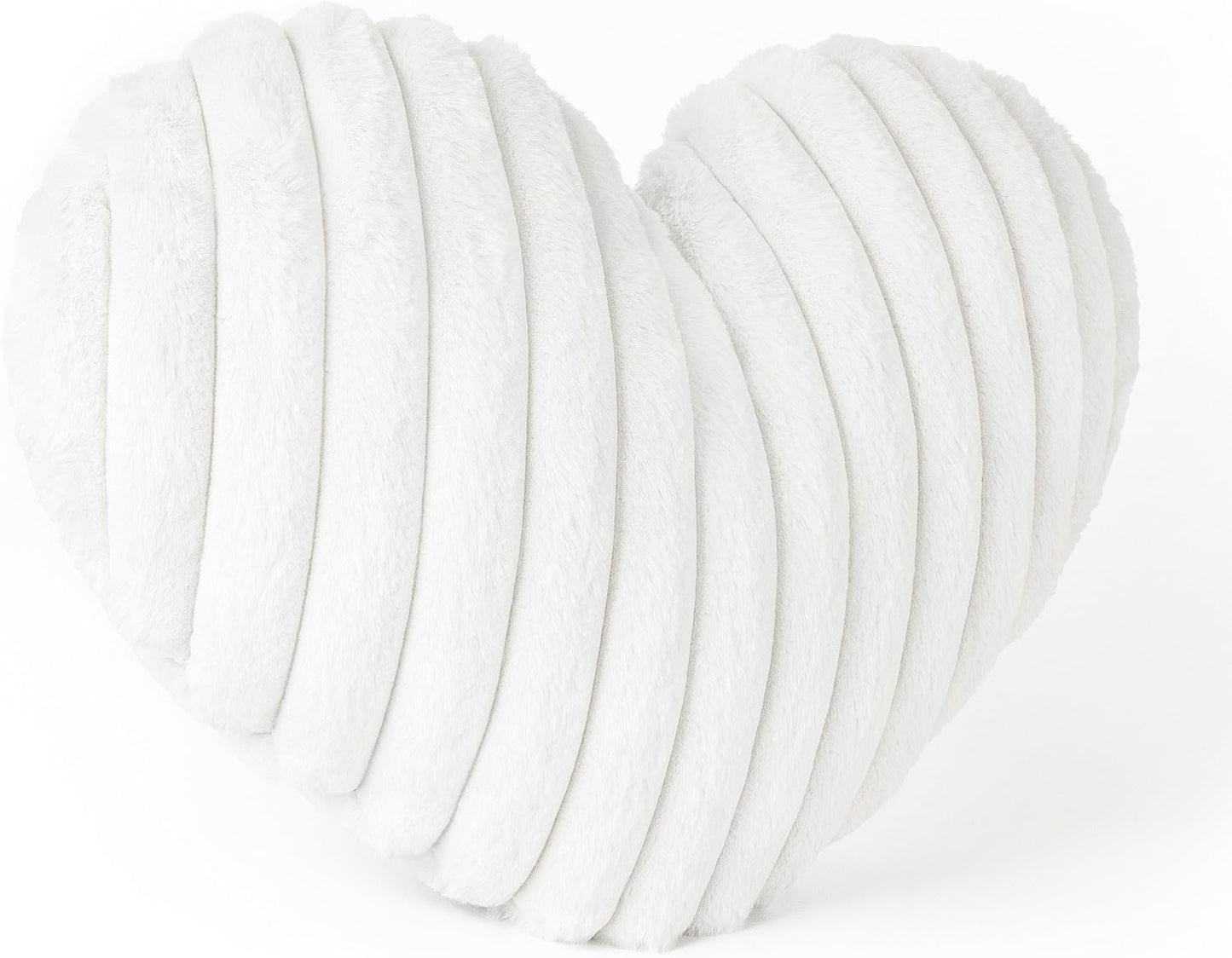 AELS Heart Shaped Pillow, 20 Inches Heart Decorative Throw Pillows, Faux Fur Love Pillows Cute Pillow, Valentines Day Decorations, Wedding Decor, Living Room Bedroom Nursery Decor, White