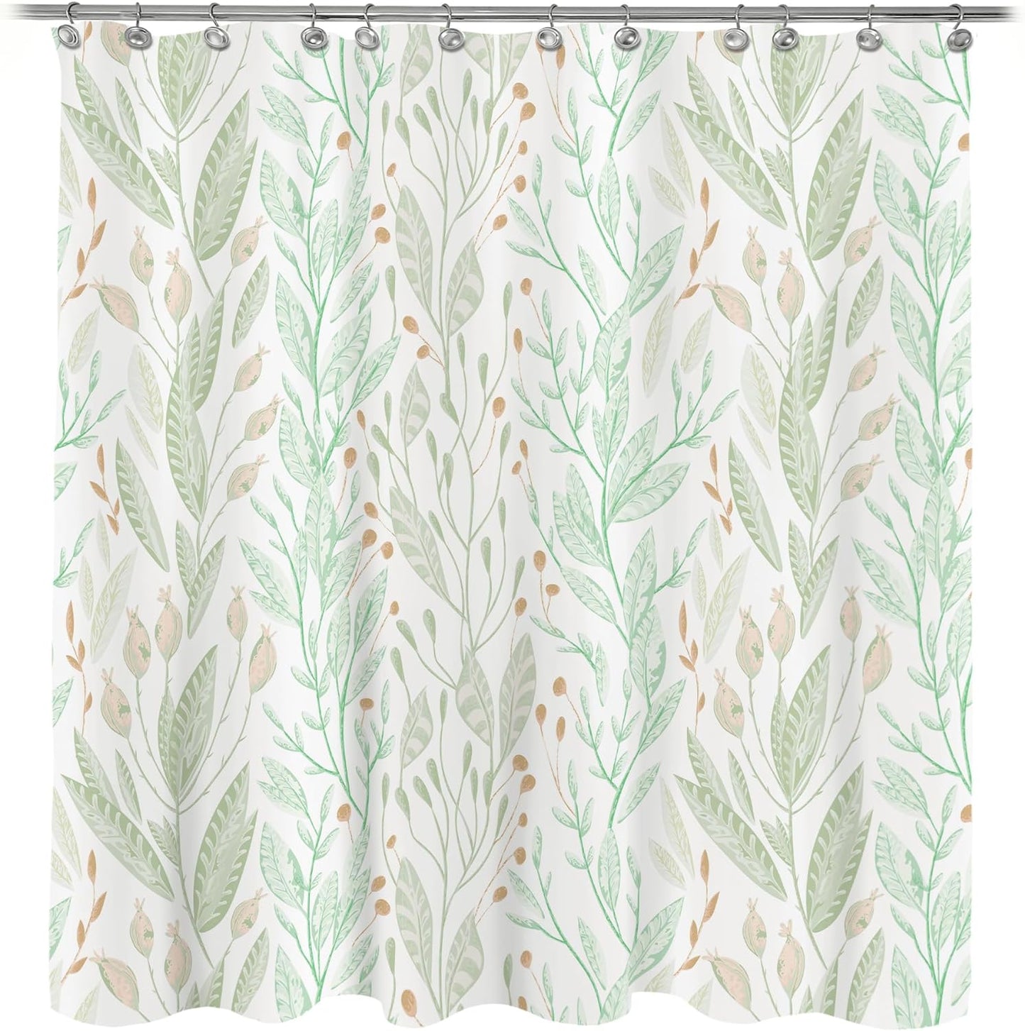 AELS Green Shower Curtain for Bathroom Flower Shower Curtain Wildflower Flowered Bathroom Curtain Decorative Pretty Plant Shower Curtain, 71x71