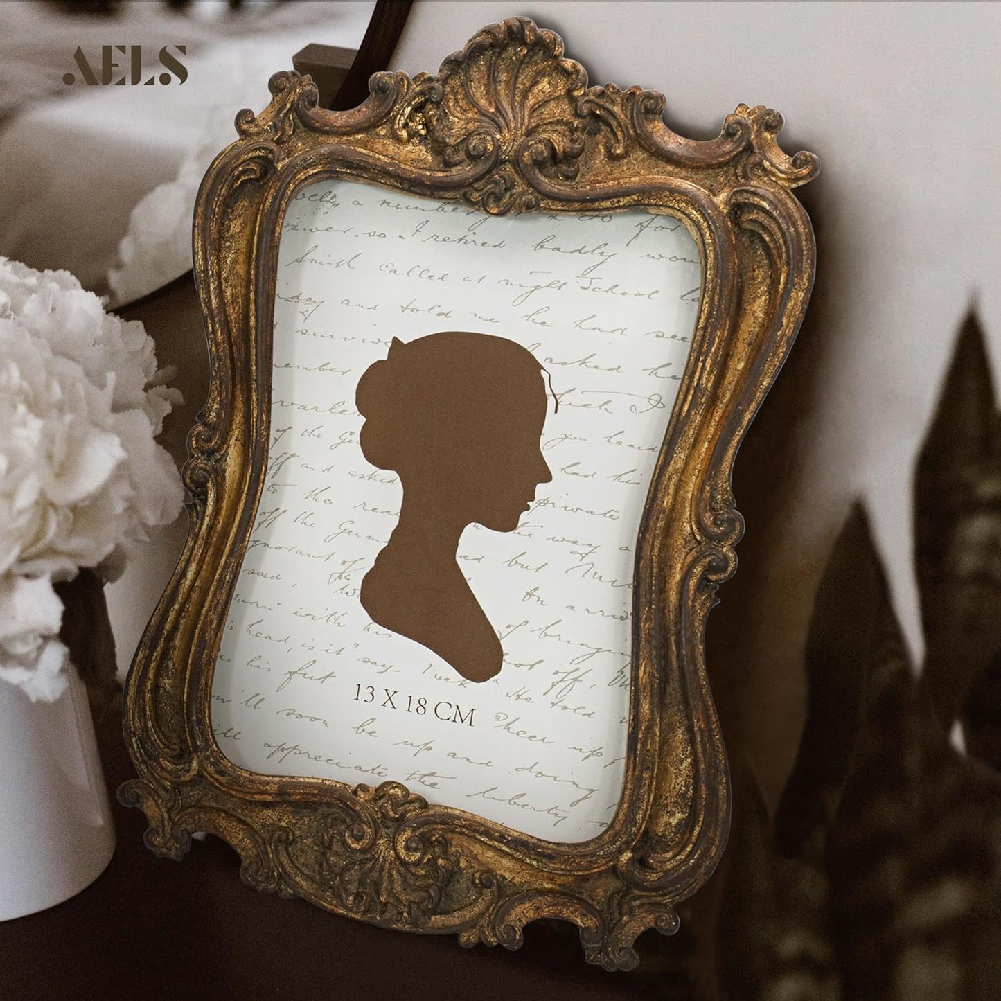 AELS 5x7 Inch Vintage Picture Frame, Elegant Antique Photo Frames with Glass Front, Photo Display, Tabletop Wall Hanging, Gift Ideas